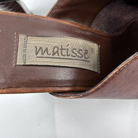 Matisse Paisley Square Toe Slide On High Heels Womens 6M Brown Leather Mules - Picture 7 of 11